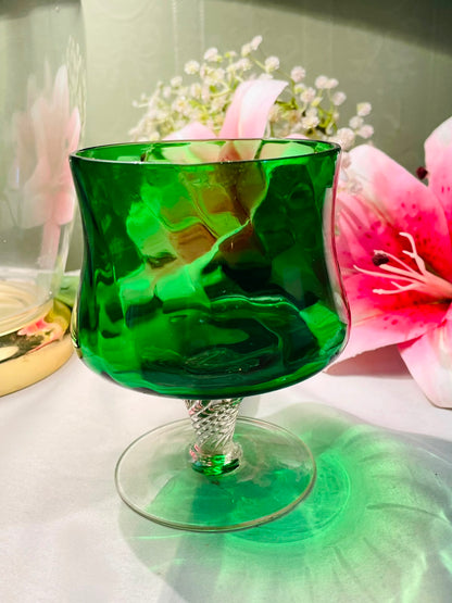 Emerald Green Stemmed Glass Goblet 12 cm