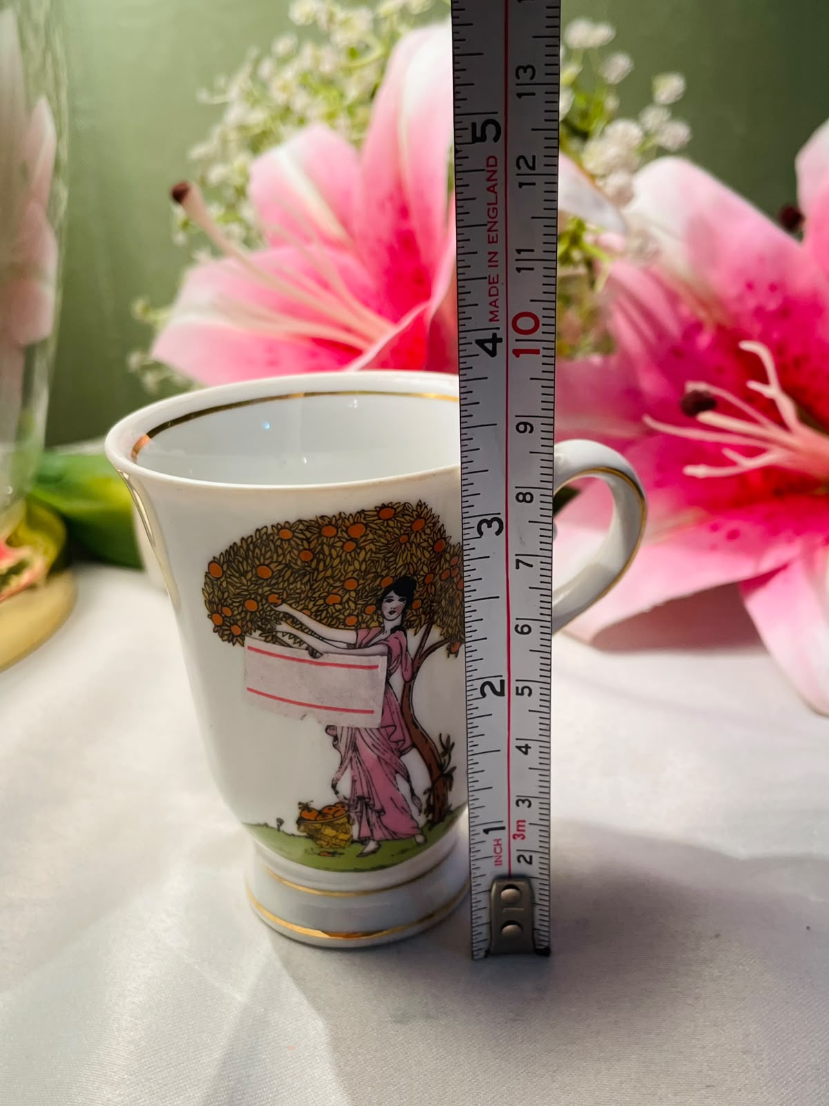 Vintage japaness Lady Under Orange Tree Ceramic Mug 10 cm