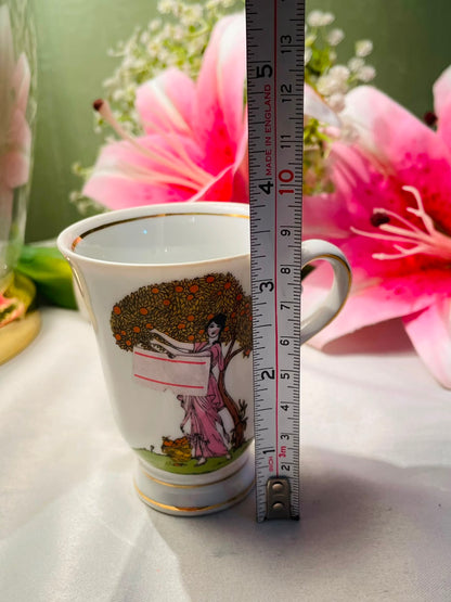 Vintage japaness Lady Under Orange Tree Ceramic Mug 10 cm