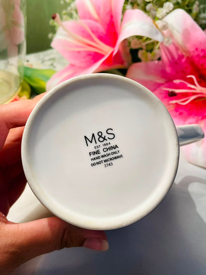 M&S Aries Zodiac Ram Ceramic Mug Gold Detail 10 cm