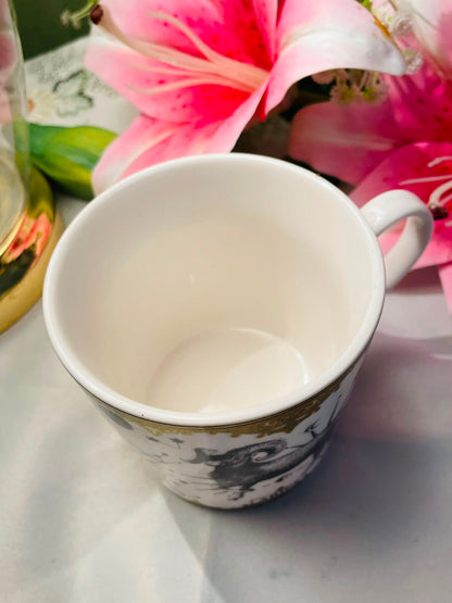M&S Aries Zodiac Ram Ceramic Mug Gold Detail 10 cm