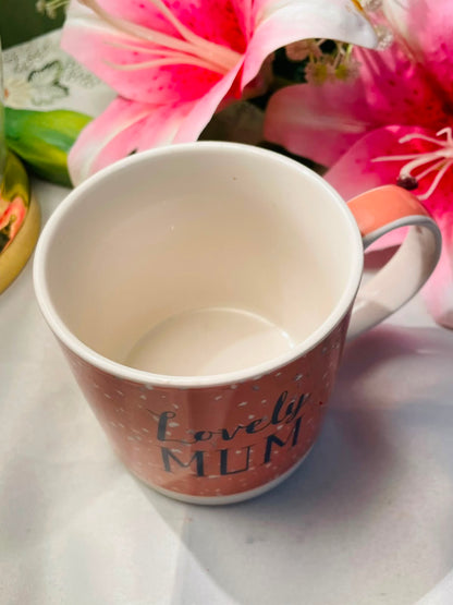 Dunelm orange Love Mum Ceramic Mug Speckled Design 10 cm