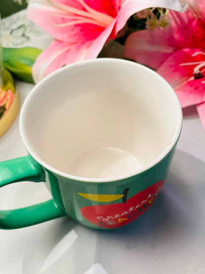 Hugs Green Best Teacher Ceramic Mug Apple Design 10 cm