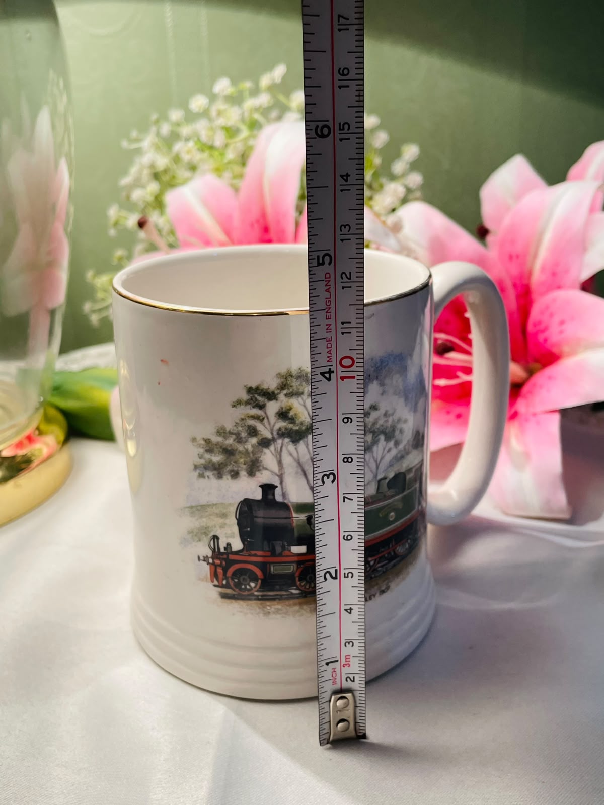 Vintage Lord Nelson Pottery Steam Train Ceramic Mug Gold Rim 11 cm
