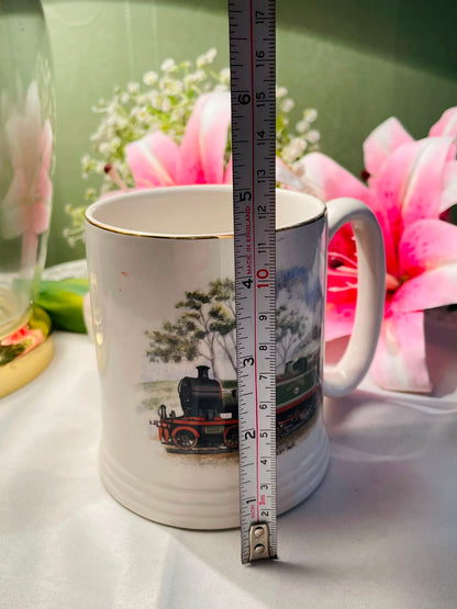 Vintage Lord Nelson Pottery Steam Train Ceramic Mug Gold Rim 11 cm