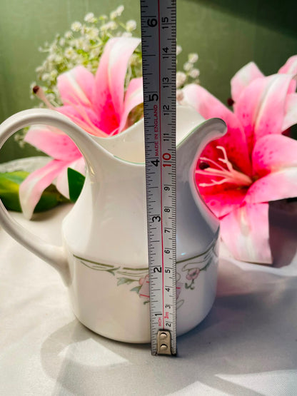 Vintage Royal Doulton White Floral Ceramic Water Jug Pink Green 10 cm