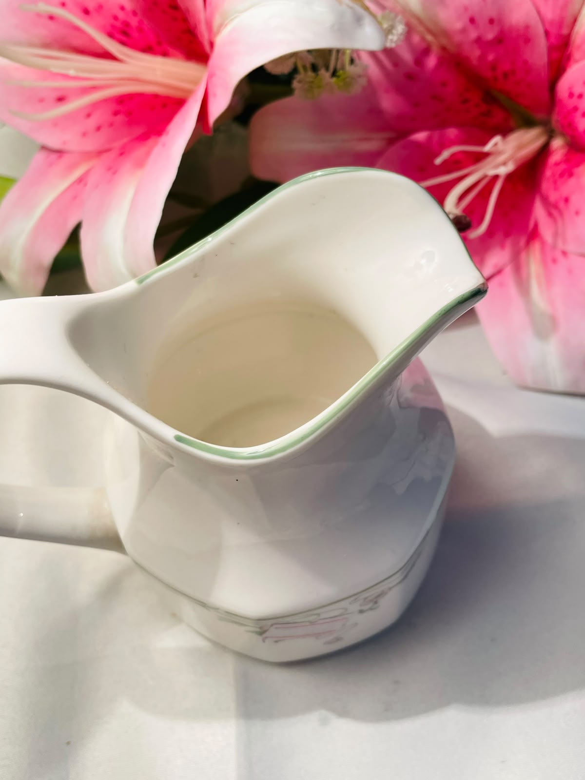 Vintage Royal Doulton White Floral Ceramic Water Jug Pink Green 10 cm