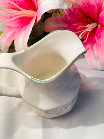 Vintage Royal Doulton White Floral Ceramic Water Jug Pink Green 10 cm