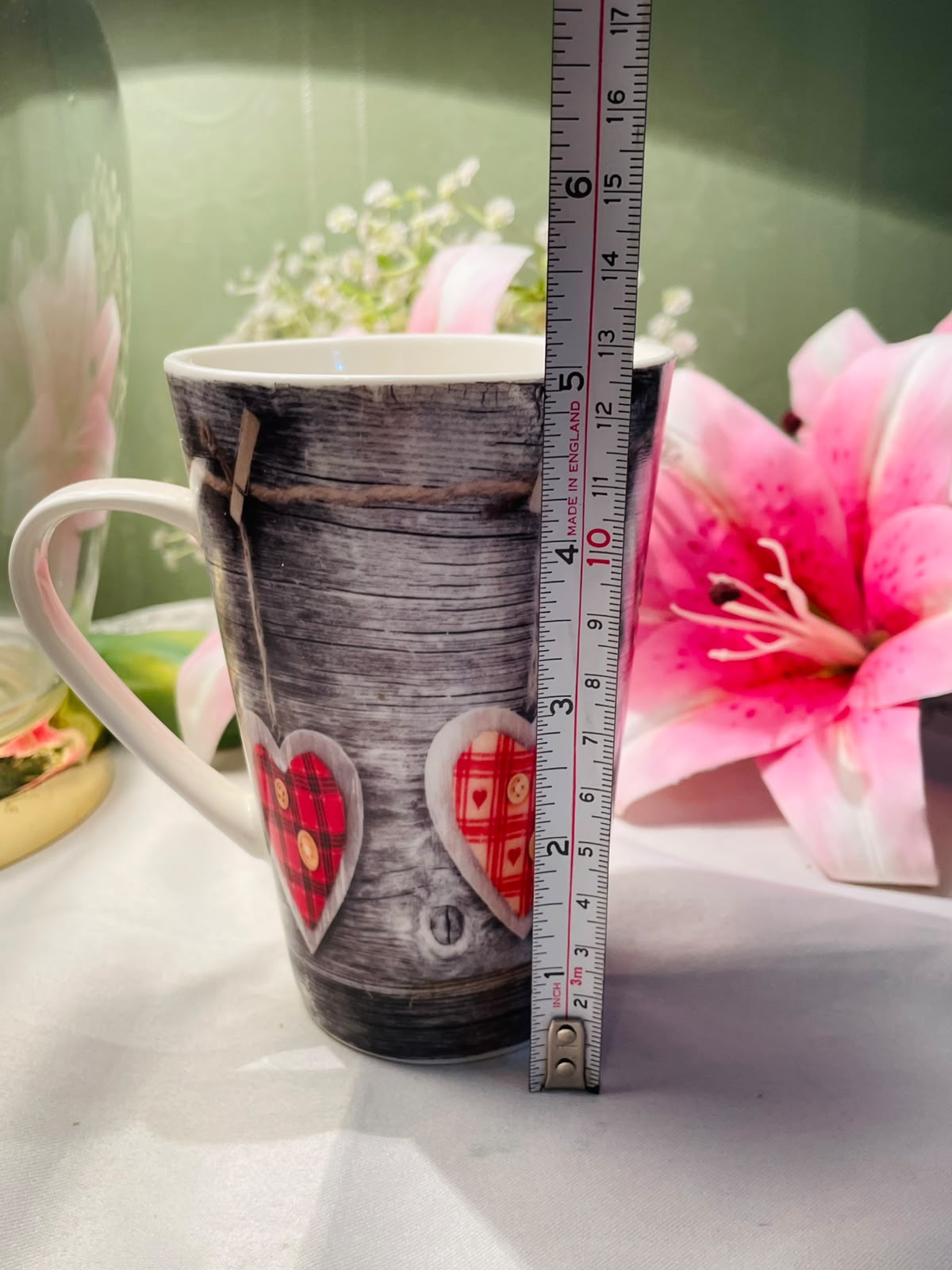 Tall Rustic Heart Ceramic Mug 12 cm