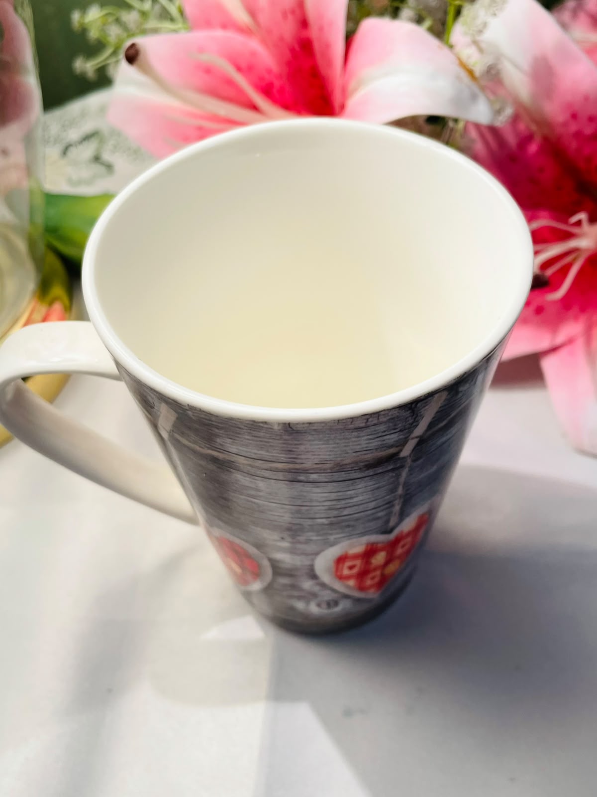 Tall Rustic Heart Ceramic Mug 12 cm