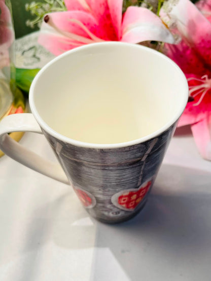 Tall Rustic Heart Ceramic Mug 12 cm
