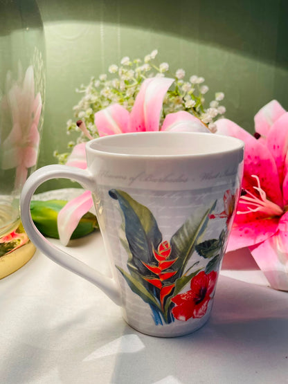 Barbados tropical Hibiscus Floral Ceramic Mug 10 cm