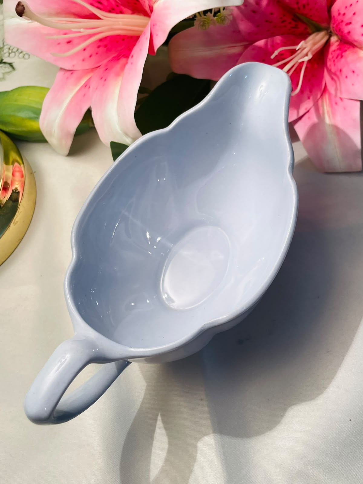 Light Blue Ceramic Gravy boat 20 cm