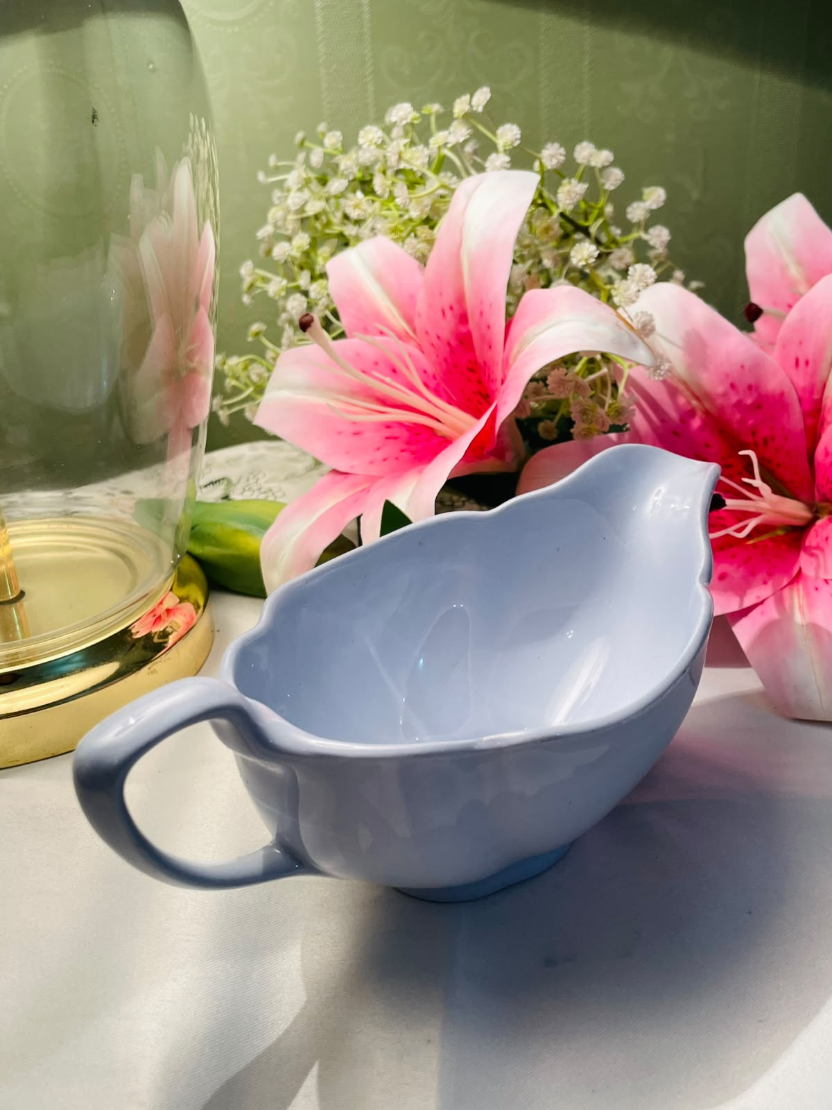Light Blue Ceramic Gravy boat 20 cm