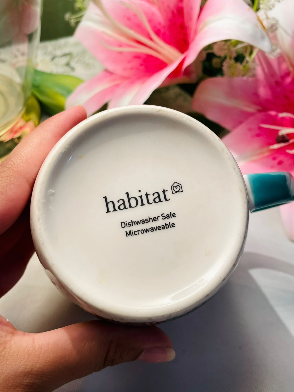 Habitat Cute Dog Print Ceramic Mug Teal Handle 9 cm