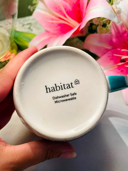 Habitat Cute Dog Print Ceramic Mug Teal Handle 9 cm