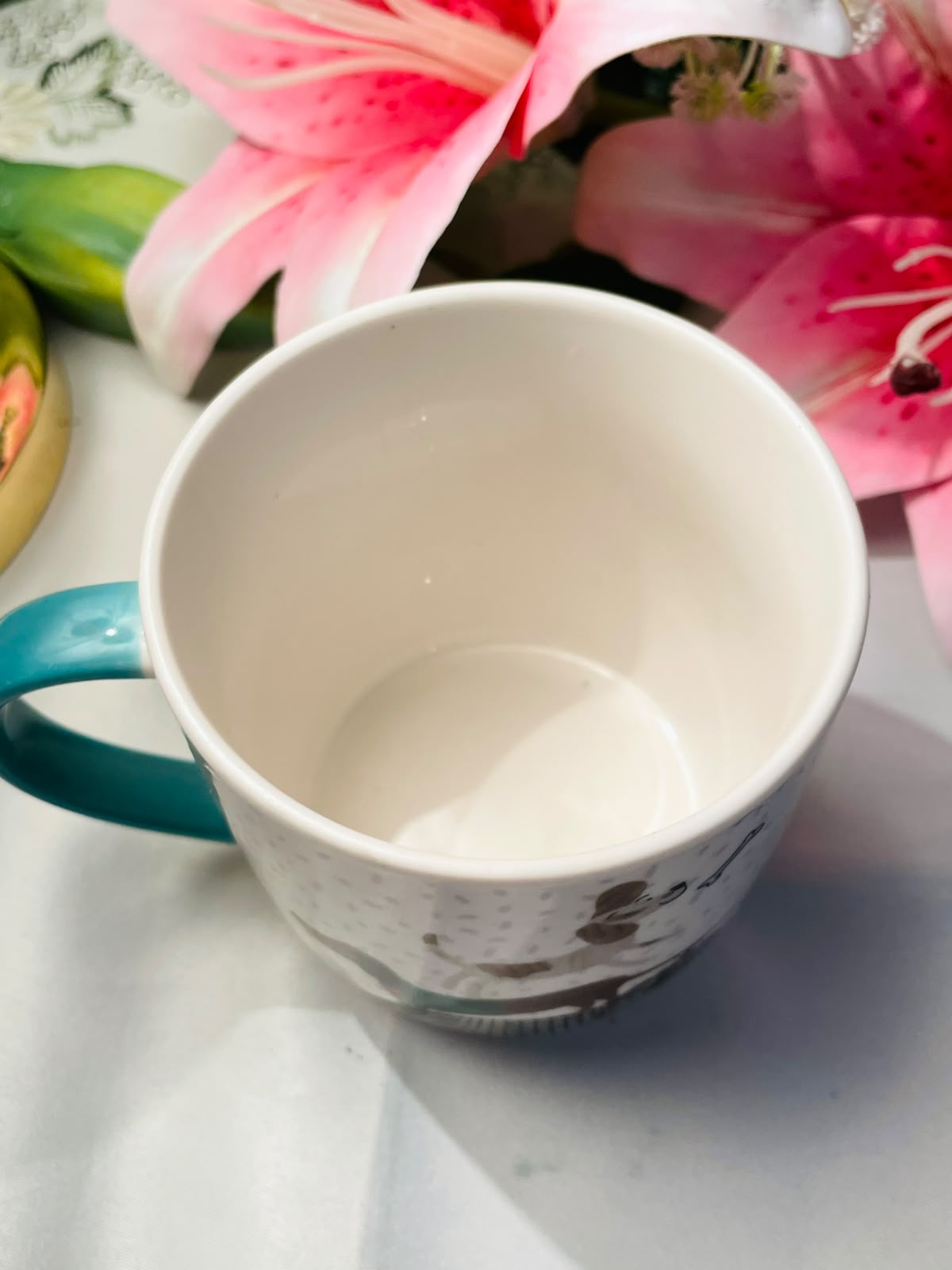 Habitat Cute Dog Print Ceramic Mug Teal Handle 9 cm