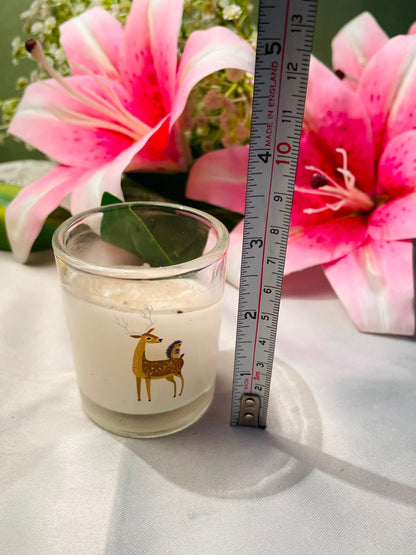 Deer Design Glass Candle Holder 8 cm