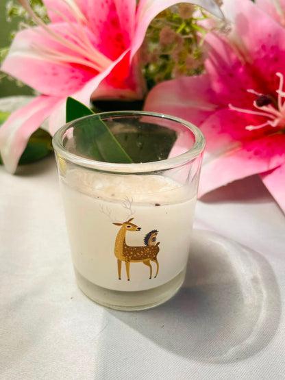Deer Design Glass Candle Holder 8 cm