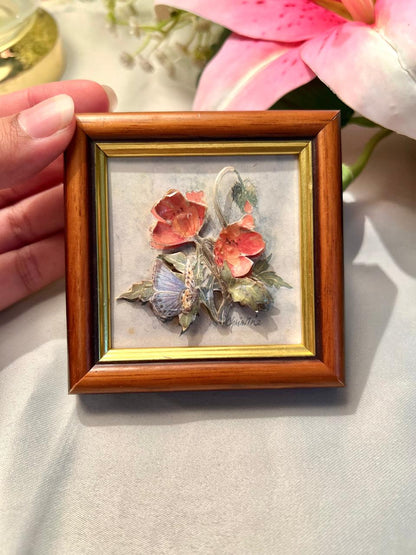 3-D Crafts UK Floral Butterfly Decoupage Handmade Framed Artwork 7.5 cm
