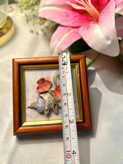 3-D Crafts UK Floral Butterfly Decoupage Handmade Framed Artwork 7.5 cm