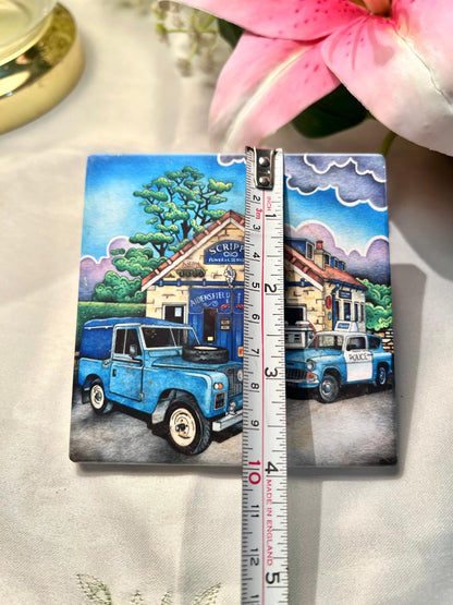 Aidensfield Police & Scripps Scene Decorative hand painted Tile Approx. 9.5 cm