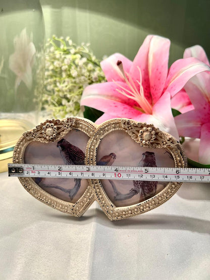 Double Heart Photo Frame Cream Ornate Approx. 16 cm