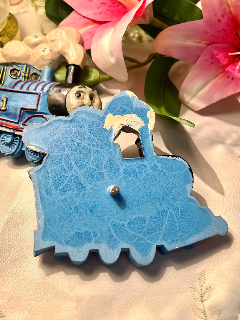 Blue No. 1 Steam Hand painted Train Wall Plaques 2-Piece (Each)  Approx. 13 cm