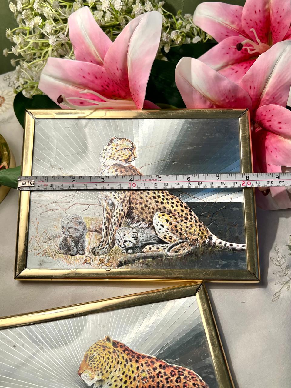 Cheetah Wildlife Framed Pictures 2-Piece Set Approx. 20 cm