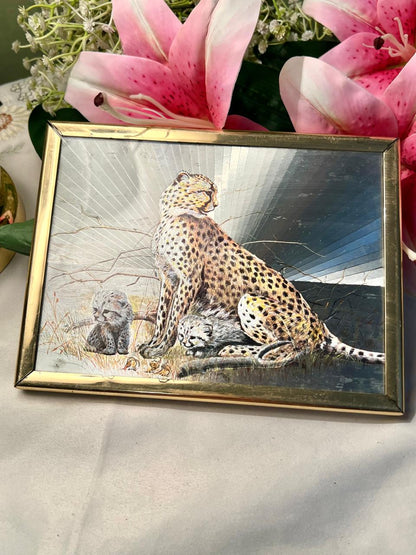 Cheetah Wildlife Framed Pictures 2-Piece Set Approx. 20 cm