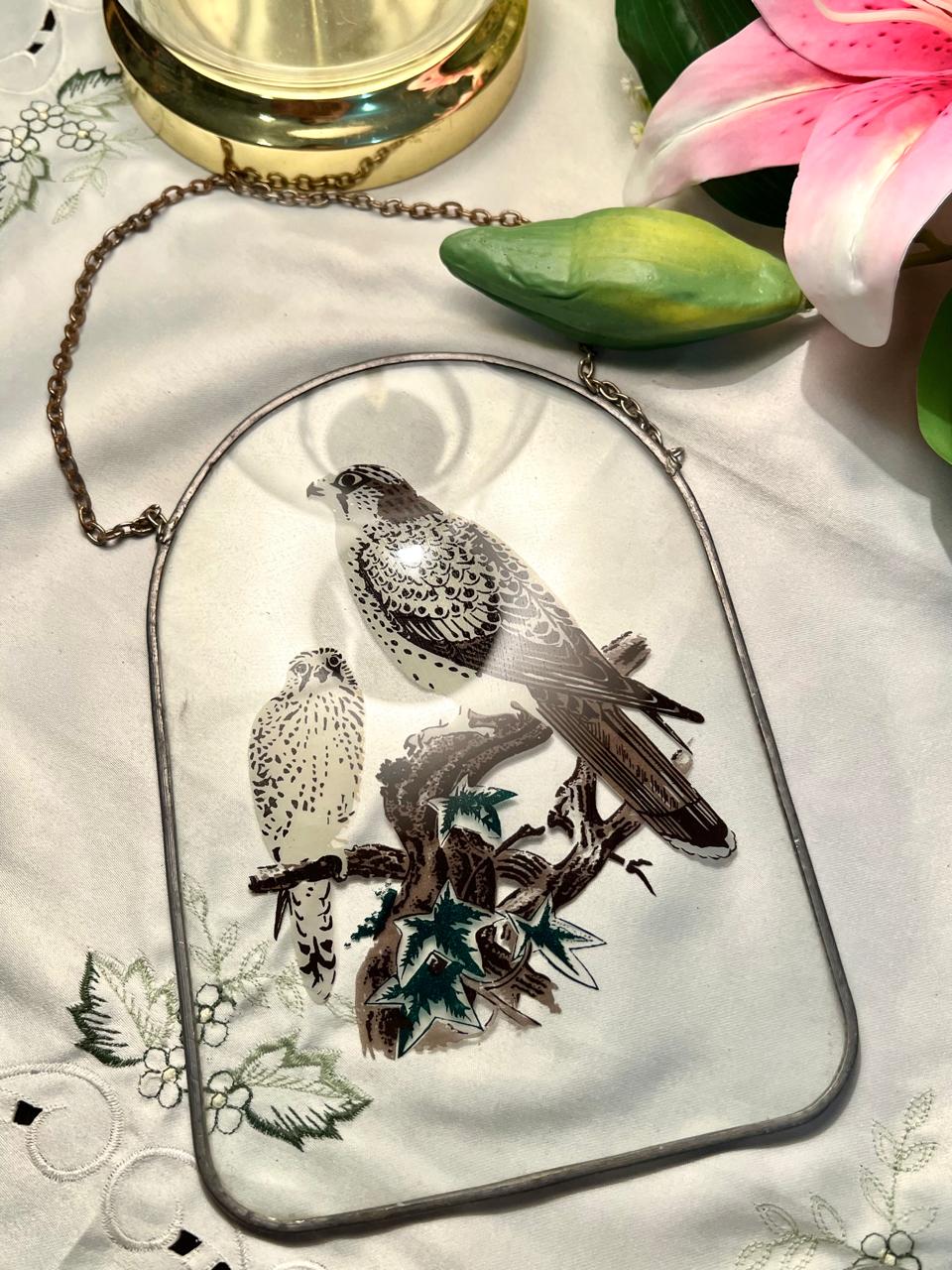 Bird Motif Clear Crystal Hanging Wall Plaque Approx. 22 cm