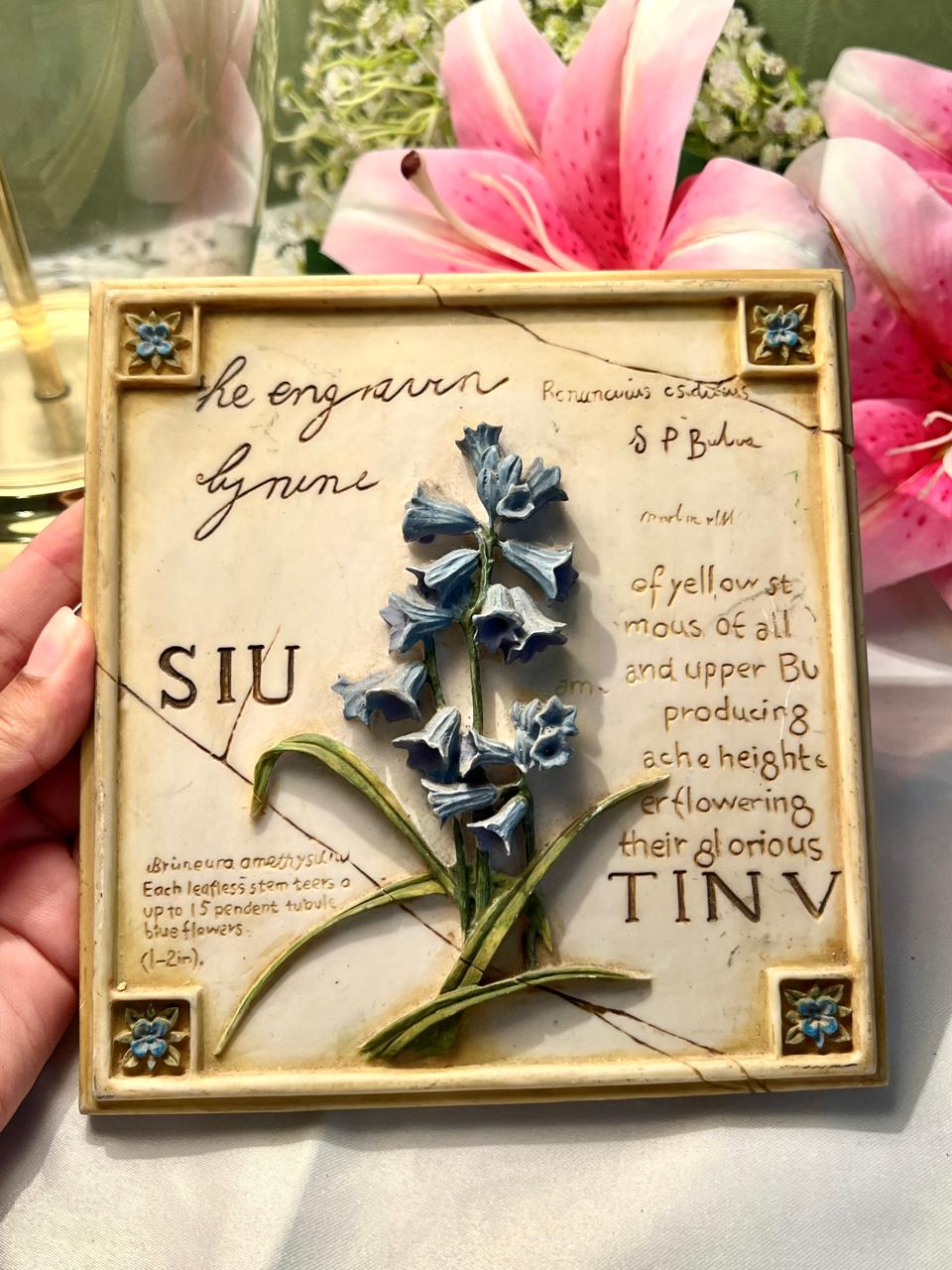Marks & Spencer Handpainted Blue Flower Wall Plaque 17 cm