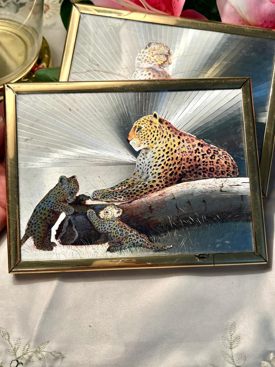 Cheetah Wildlife Framed Pictures 2-Piece Set Approx. 20 cm