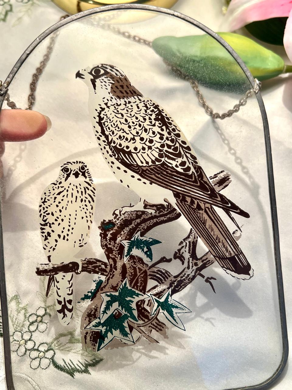 Bird Motif Clear Crystal Hanging Wall Plaque Approx. 22 cm