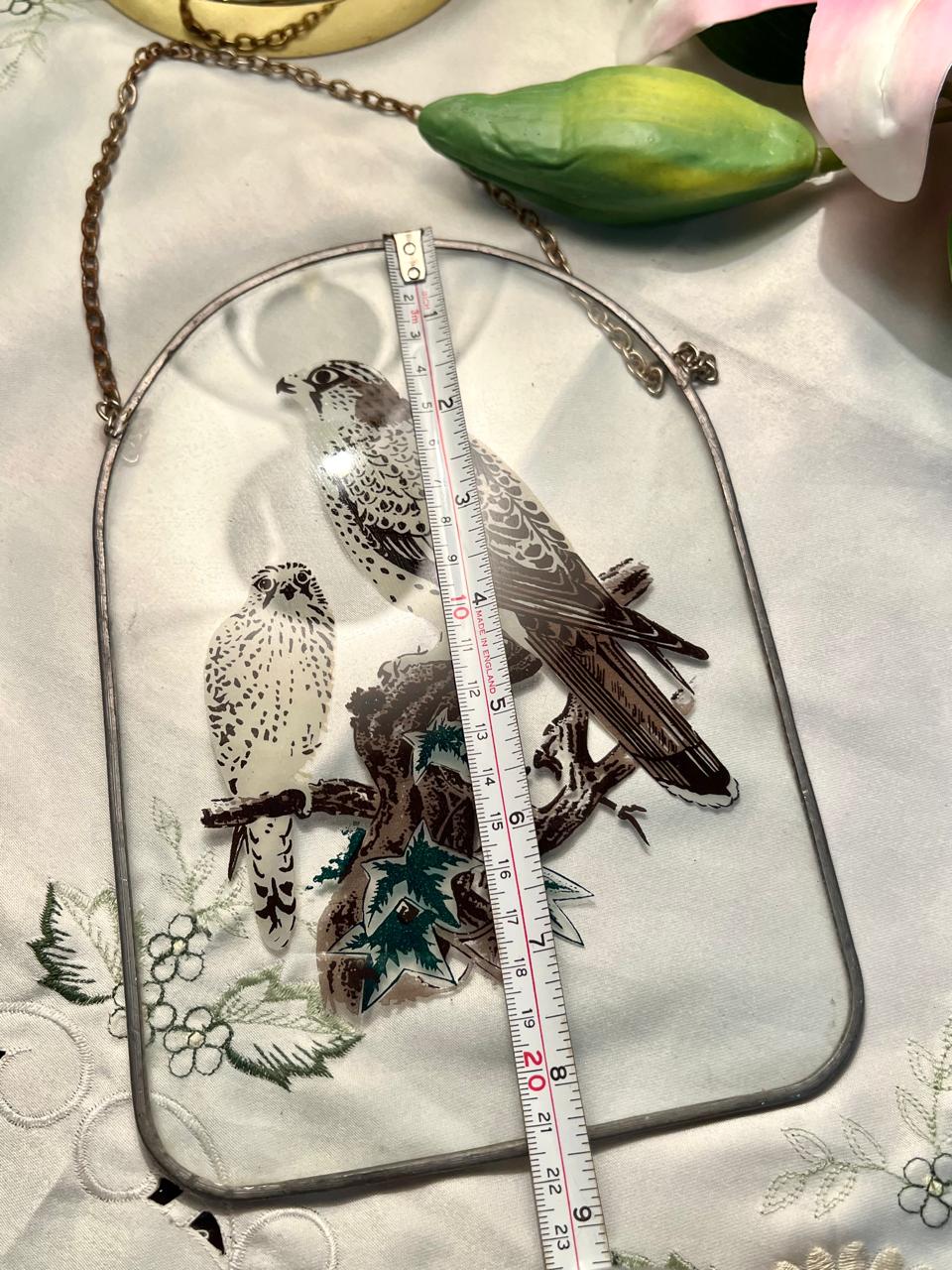 Bird Motif Clear Crystal Hanging Wall Plaque Approx. 22 cm