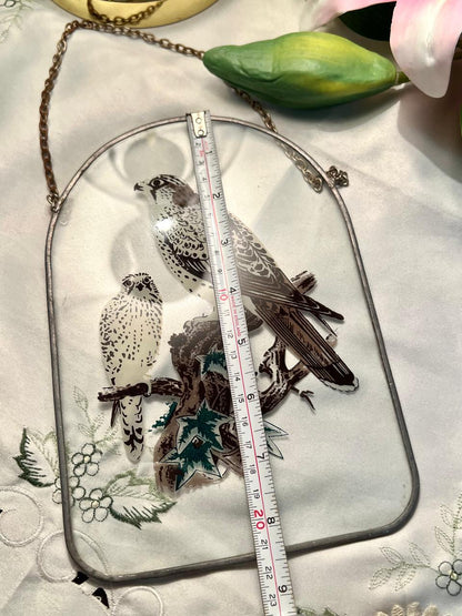 Bird Motif Clear Crystal Hanging Wall Plaque Approx. 22 cm