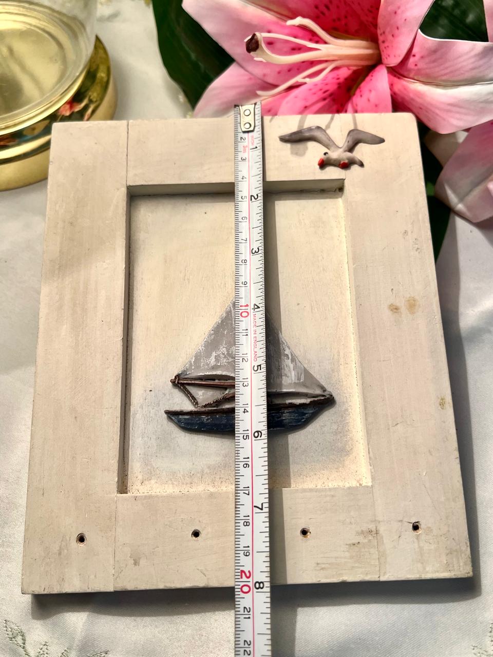 Nautical Sailboat & Seagull Wall Plaque Approx. 20 cm