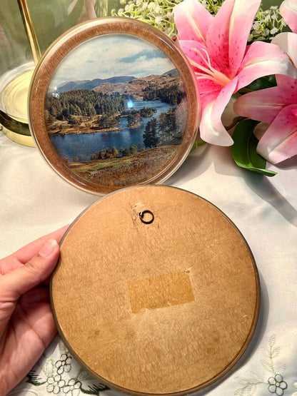 Round Lake Landscape Framed painting  2-Piece Set 15 cm