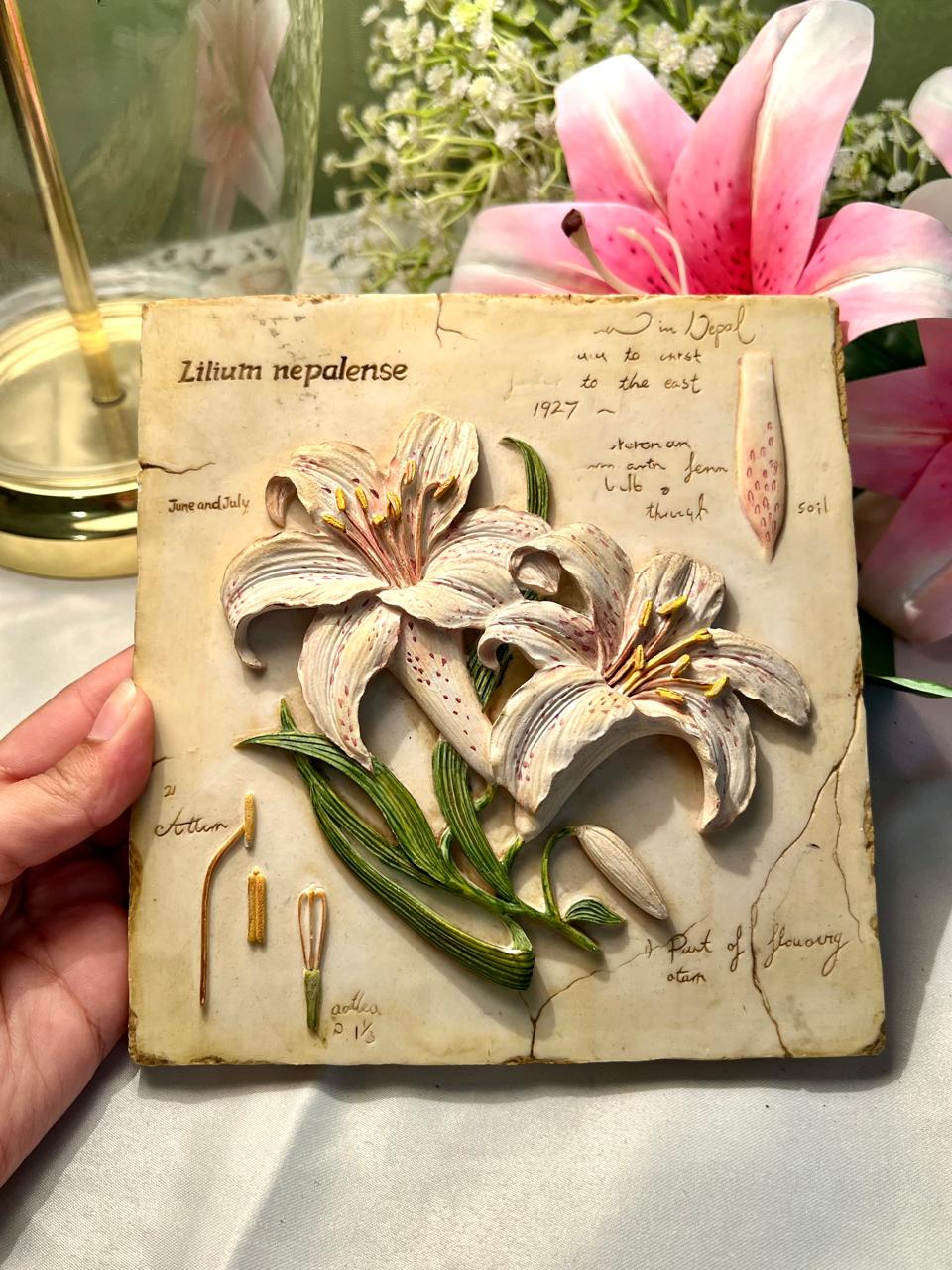 Marks & Spencer Handpainted Lily Wall Plaque Approx. 18 cm