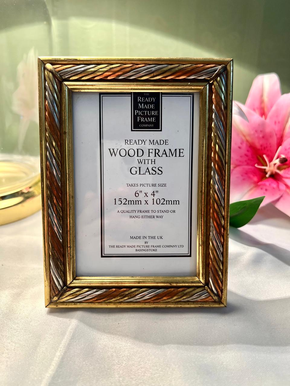 Ready Made Wood Photo Frame Gold Multi-Tone 6 x 4 Inch