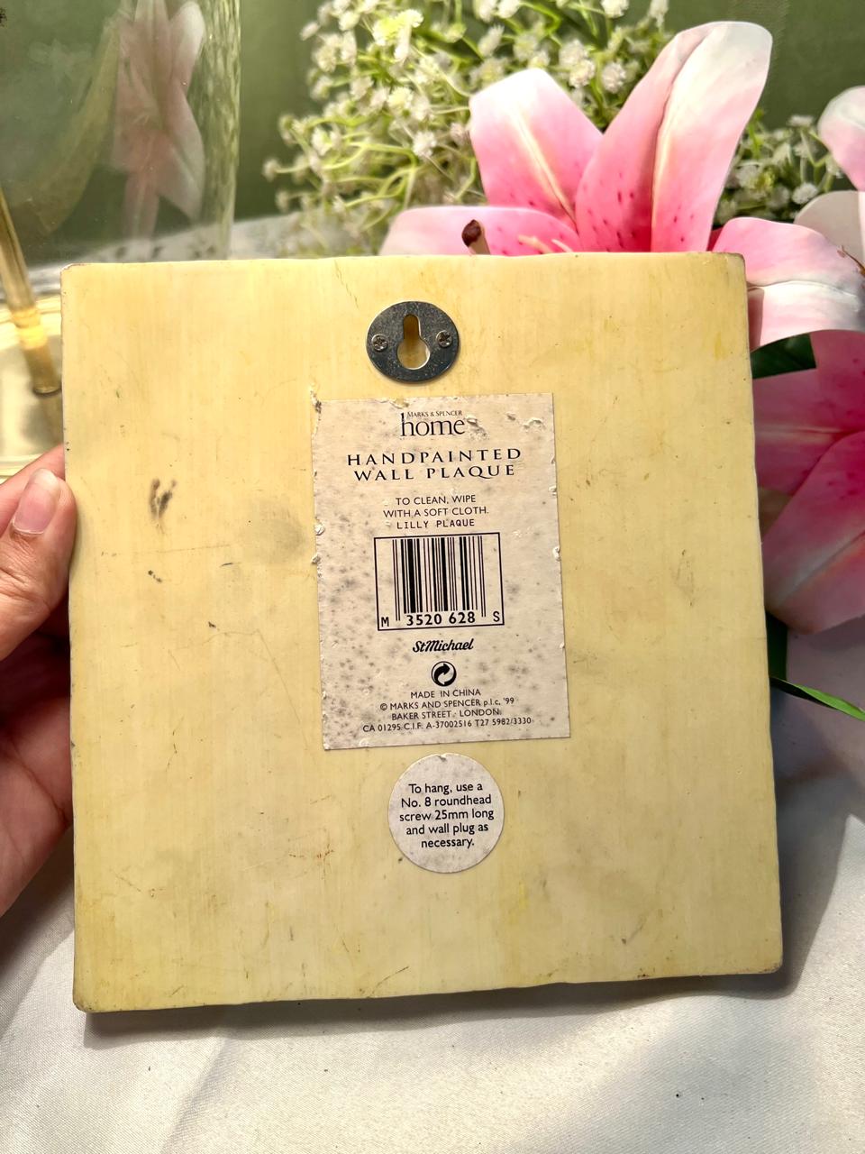 Marks & Spencer Handpainted Lily Wall Plaque Approx. 18 cm
