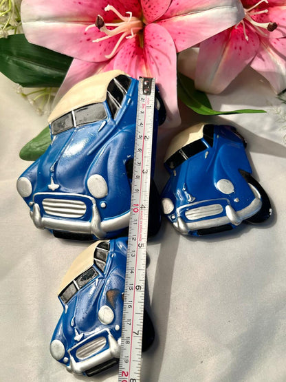 Vintage Blue Car Wall Plaques Set of 3 Made in England