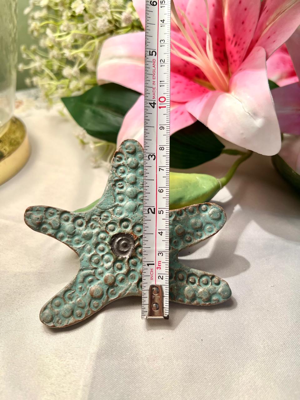 Turquoise Starfish Decorative Ornament 8cm Coastal Decor