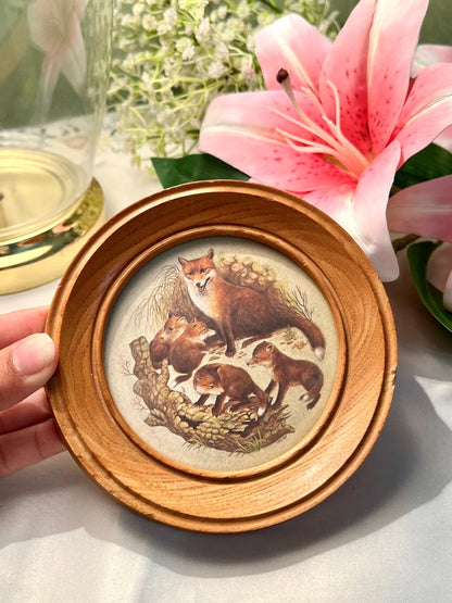 Squirrel Framed Print Round Wood Frame 14cm Wildlife Decor