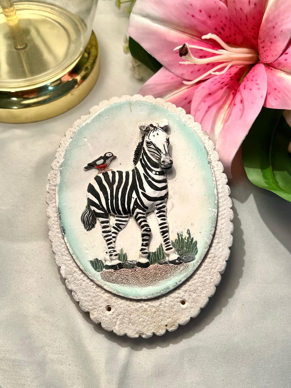 Zebra Wall Plaque Black White Wildlife Decor 15cm