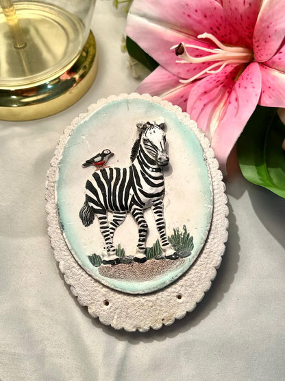 Zebra Wall Plaque Black White Wildlife Decor 15cm