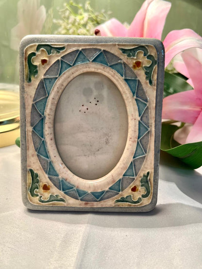 Decorative Photo Frame Teal Geometric Floral 13cm Home Decor