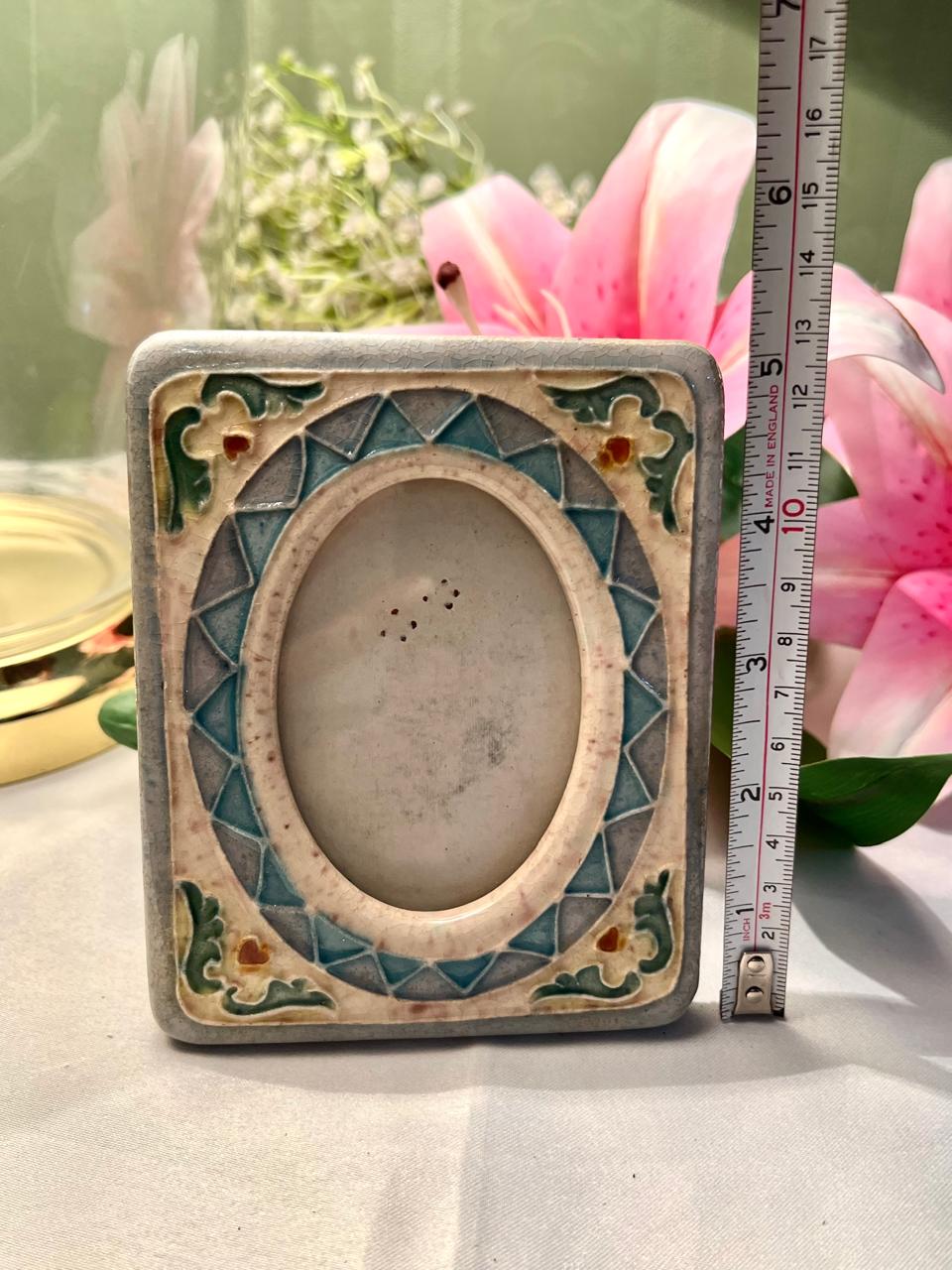 Decorative Photo Frame Teal Geometric Floral 13cm Home Decor