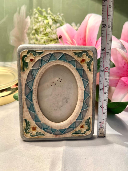 Decorative Photo Frame Teal Geometric Floral 13cm Home Decor