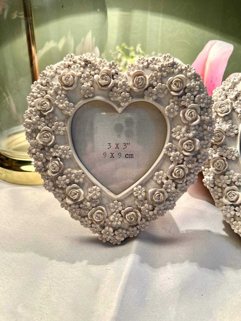 Matalan Floral Heart Photo Frames Set of 2, 3 x 3 in